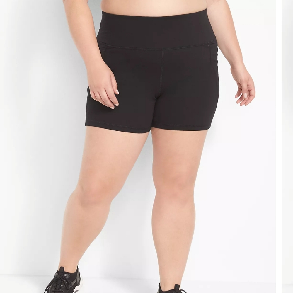 New Lane Bryant Livi High Rise Signature Stretch Bike Shorts 6X 30 32 Plus Black